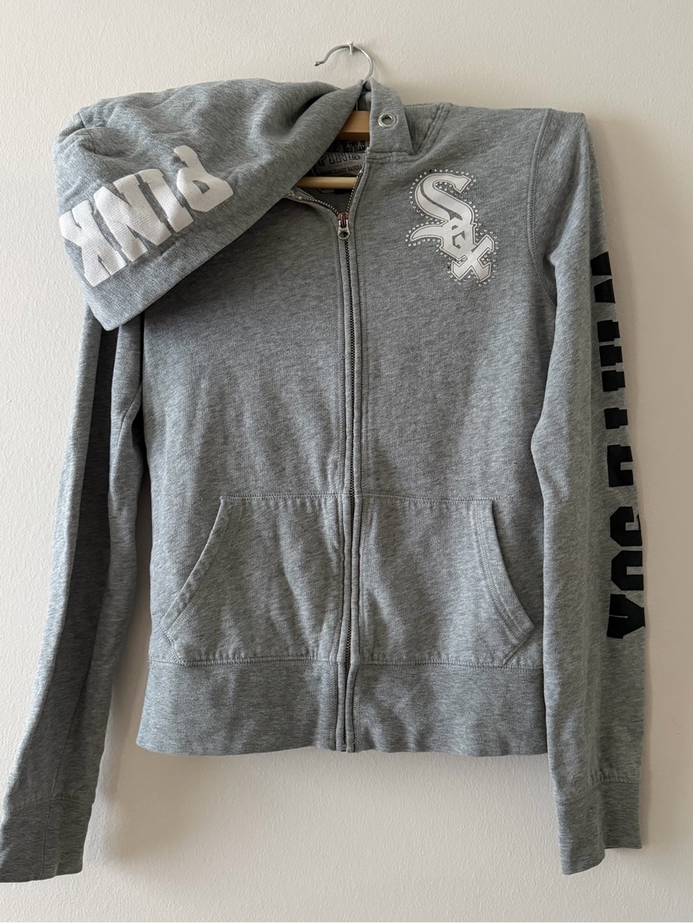 Chicago White Sox Victoria's Secret PINK Gray Full-Zip Hoodie